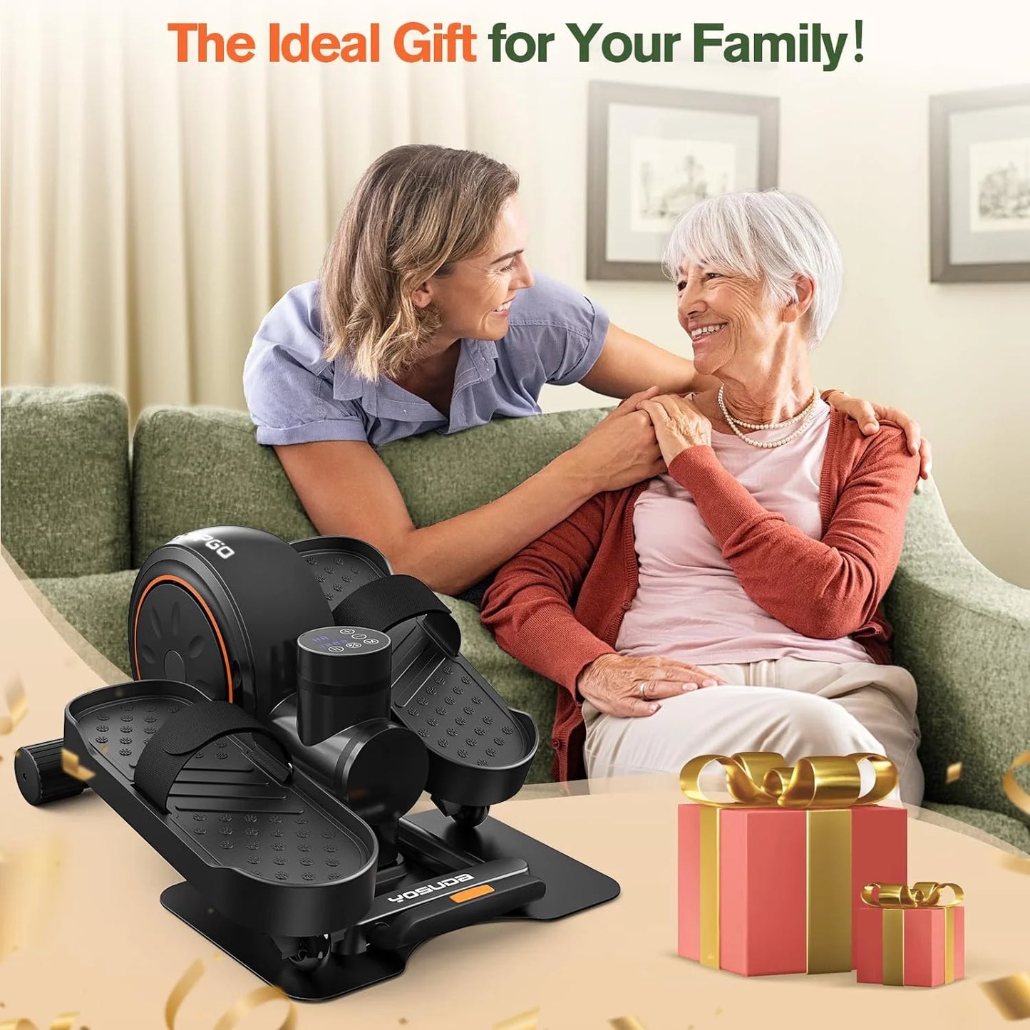 under Desk Ellipticals Electric, Elipse Leg Exerciser for Seniors Fully Assembled, Seated Pedal Exerciser with Remote Control & Non-Slip Pedals