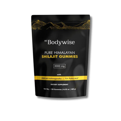 Be Bodywise by Root Labs Pure Himalayan Shilajit Gummies | 3000Mg with KSM-66 Ashwagandha, Gokshura, Fulvic Acid & 85+ Trace Minerals | No Added Sugar | Non-Gmo | for Men & Women | 60 Vegan Gummies | Natural Strength, Focus & Stamina Support