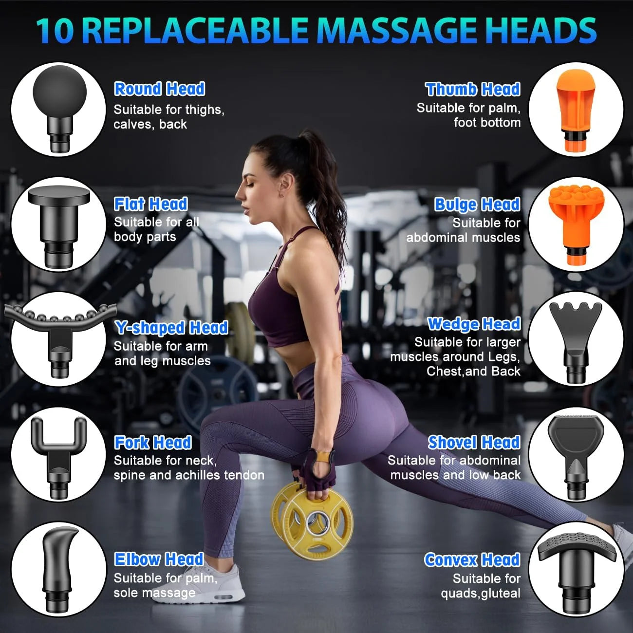 Massage Gun, Deep Tissue Back Massage for Athletes for Pain Relief, Percussion Massager with 10 Massages Heads & Silent Brushless Motor, Gray