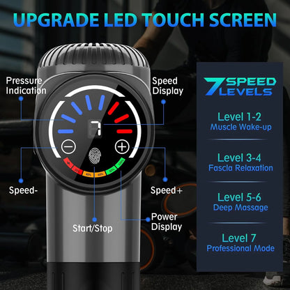 Massage Gun, Deep Tissue Back Massage for Athletes for Pain Relief, Percussion Massager with 10 Massages Heads & Silent Brushless Motor, Gray