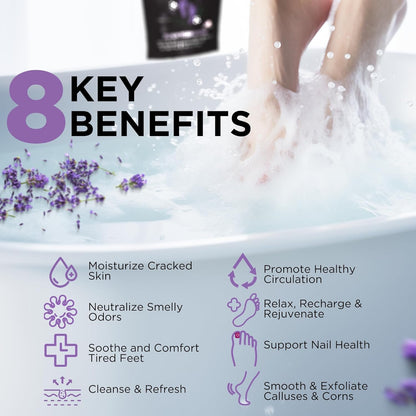 Calming Lavender Foot Soak with Epsom Salt - 2 PACK -Foot Soak Soothes Sore Tired Feet, Athletes Foot & Remove Foot Odor. Best Foot Spa Pedicure Set