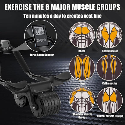 Tekdeals Elbow Support Automatic Rebound Abdominal Wheel, Ab Roller for Abdominal Exercise Machine, Abs Workout Equipment, Dolly Core Strengthening Trainer Fitness Belly Training