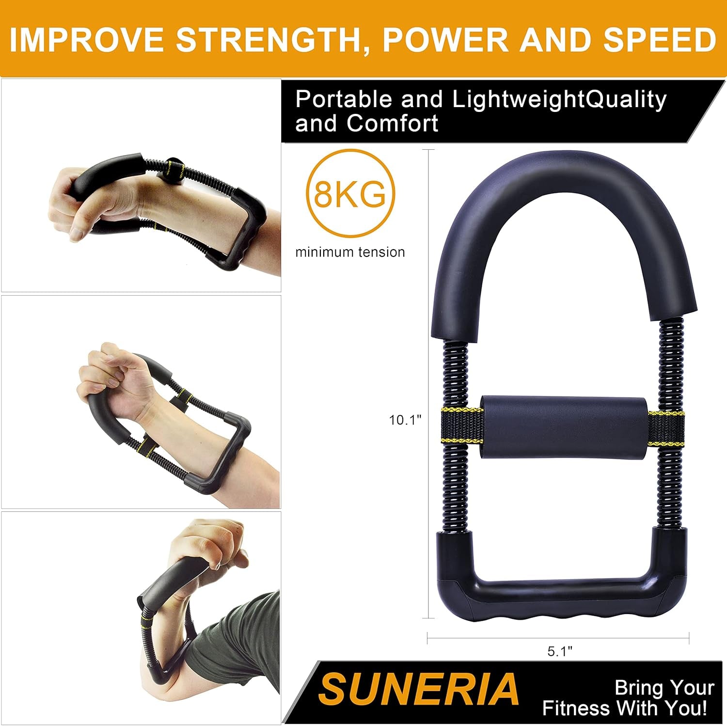 Hand Grip Strengthener (7 Pack) Forearm Grip Adjustable Resistance Hand Gripper with Wrist Strengthener, Finger Stretcher, Grip Ring Exerciser