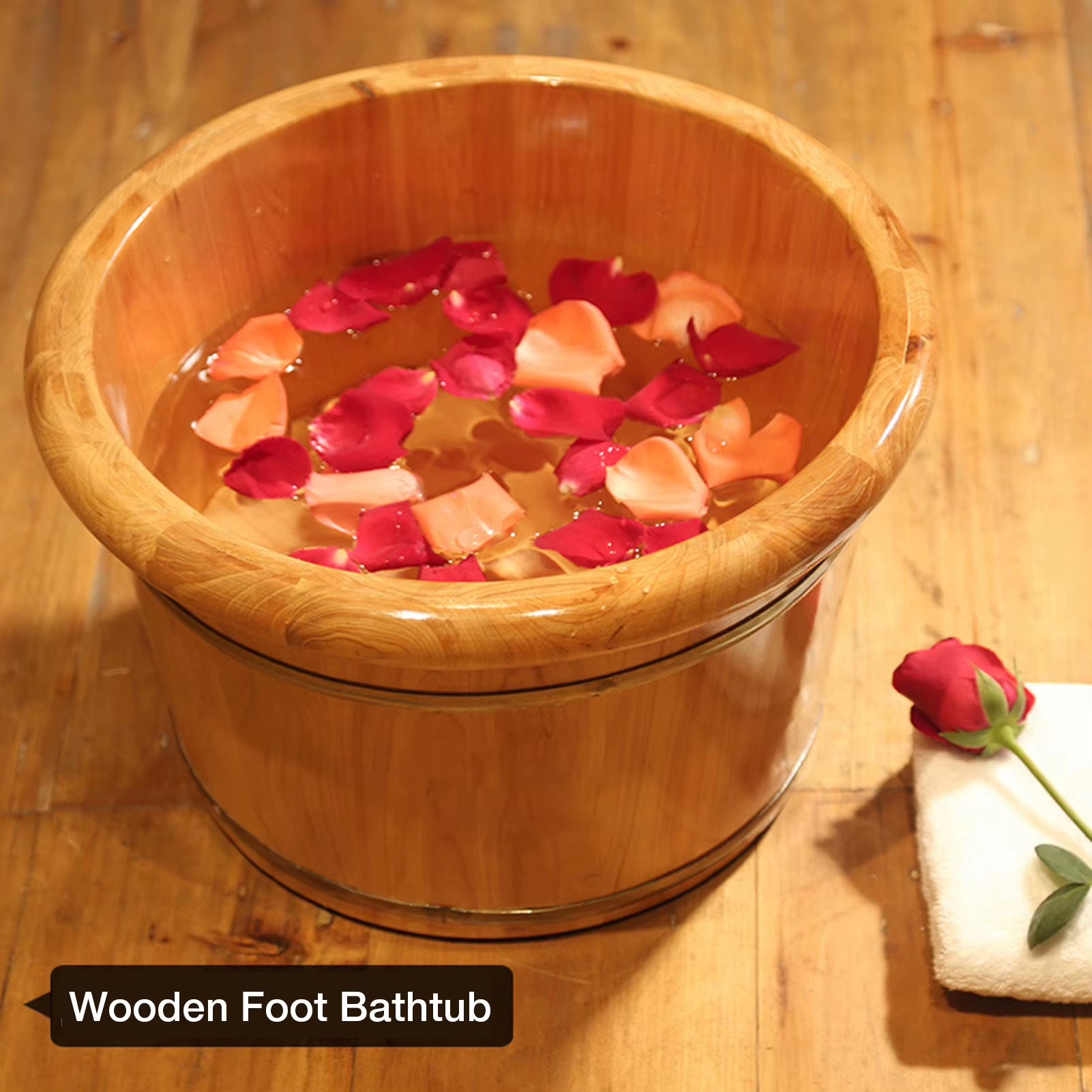 Foot Bathtub Wooden Bucket Foot Bath Barrel Foot Soaking Basin Spa Tub Solid Wood Basin Foot Wash Basin for Household 5KG