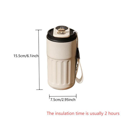 Temperature Display Insulated Mug, Portable Coffee Vacuum Insulated Bottle with Strap, Sports Water Bottle, Gym Accessories, Drinkware Cup, Valentine'S Day Gift