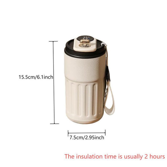 Temperature Display Insulated Mug, Portable Coffee Vacuum Insulated Bottle with Strap, Sports Water Bottle, Gym Accessories, Drinkware Cup, Valentine'S Day Gift