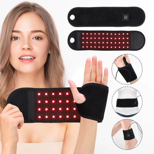 Red Light Therapy Sports Wrist Wraps 660Nm 850Nm 48 Lamp Beads Infrared Belt Support Brace Waist Heat Pad Hand Massager