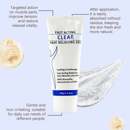 Soothing Cooling Gel 100G, Relieving Body Gel, Pain Relieving Gel, Fast Acting Clear Pain Relieving Gel, Cooling with Menthol and Frankincense, Relieve Muscle Tension (1PCS)