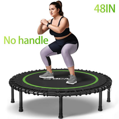 BCAN 450/550 LBS Foldable Mini Trampoline, 40"/48" Fitness Trampoline with Bungees, Adjustable Foam Handle/T-Handle/No Handle, Stable & Quiet Exercise Rebounder for Adults