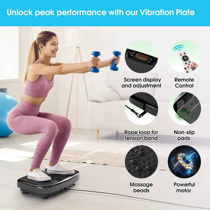 Vibration Plate Exercise Machine for Lymphatic Drainage Weight Loss,Softgym Power Vibration Plate 300-400 Lbs Capacity Full