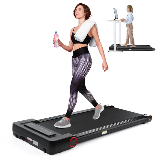 Electric Walking Desk Exercise Treadmill, Black and Red, 300 Lb