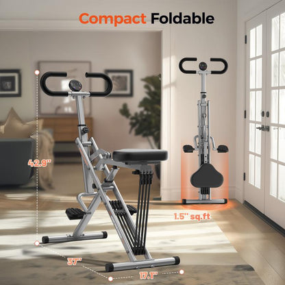 Flybird Squat Fitness Machine , Ride & Rowing Motion for Glutes, Thighs, Abs, and Leg Strength Training at Home, Foldable Core Trainer with 4 Resistance Levels,Whole Body Workout Machine with 330Lbs Capacity