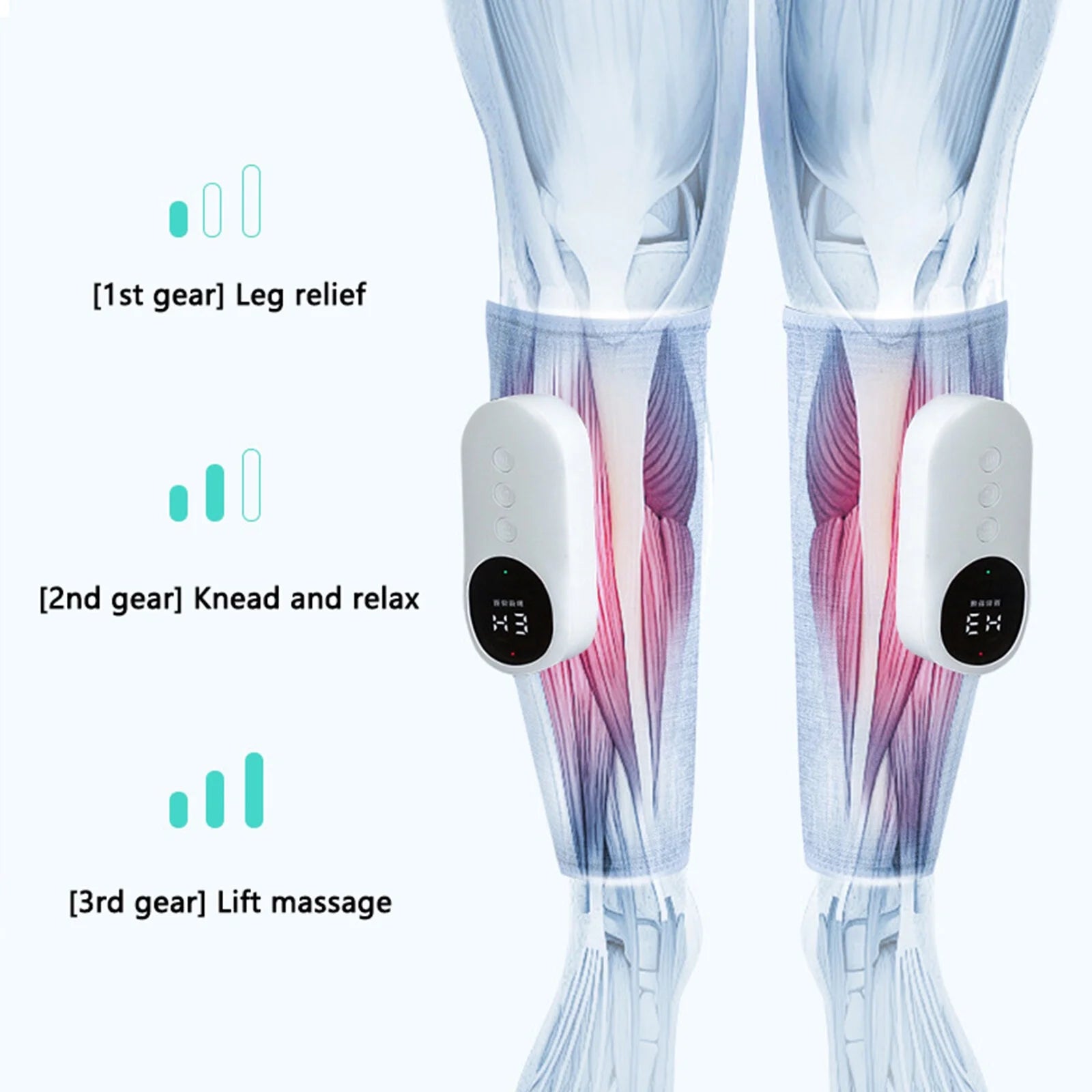 Leg Massager, Calf Air Compression Massager with Heat, 3 Intensities, 3 Modes, Leg Massager for Circulation and Pain Relief, Christmas Gifts, 1 Pcs Gray