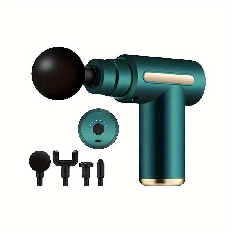 Mini Comfort Electric Fascia Massager Portable Handheld with 4 Replacement Heads for Home Gym Workout USB Electric Muscle Massager Durable Body Care