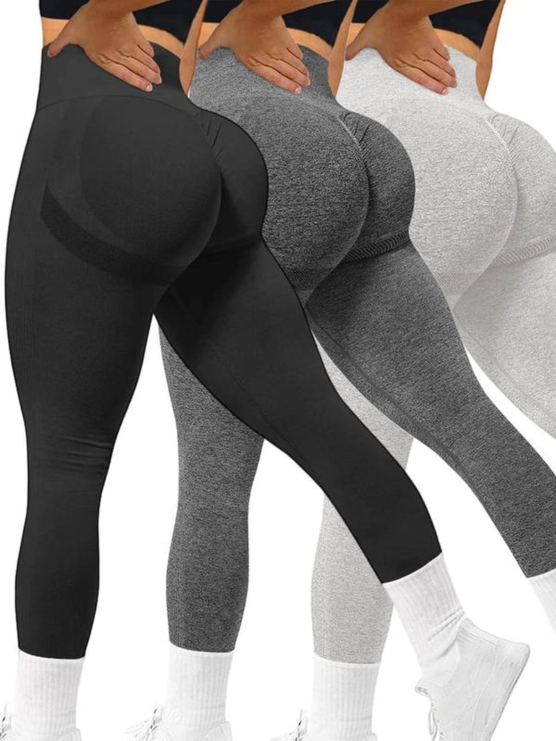 Women'S Solid High Waist Sports Leggings, Tummy Control Skinny Pants, Yoga Pants, Ladies' Sportswear Clothing for Indoor Outdoor Wear, Please Purchase a Size Up, Active Wear, Gym Clothing, Leggings Gym Sets