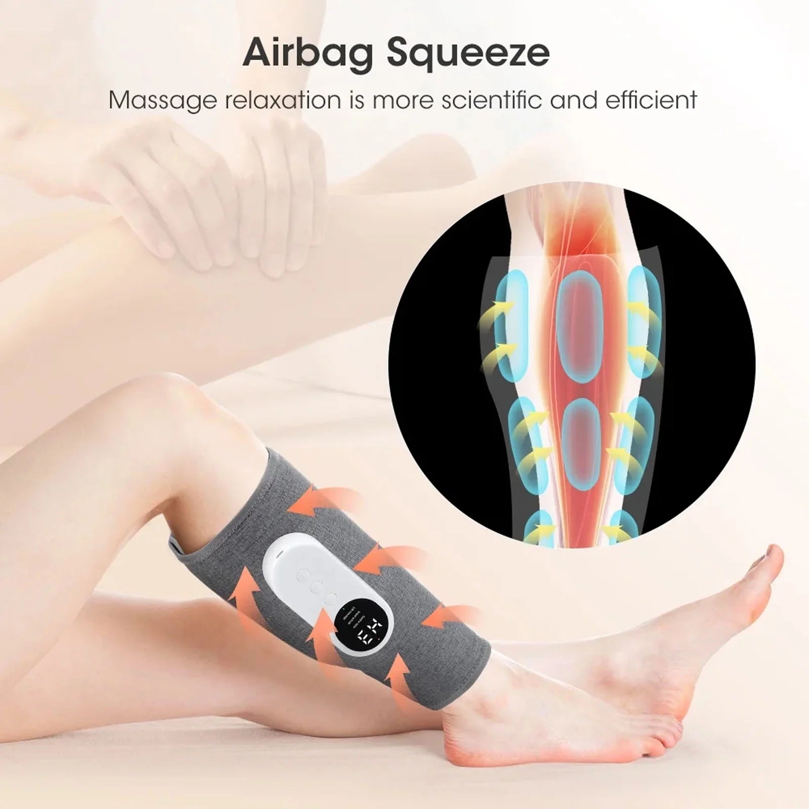 Leg Massager, Calf Air Compression Massager with Heat, 3 Intensities, 3 Modes, Leg Massager for Circulation and Pain Relief, Christmas Gifts, 1 Pcs Gray