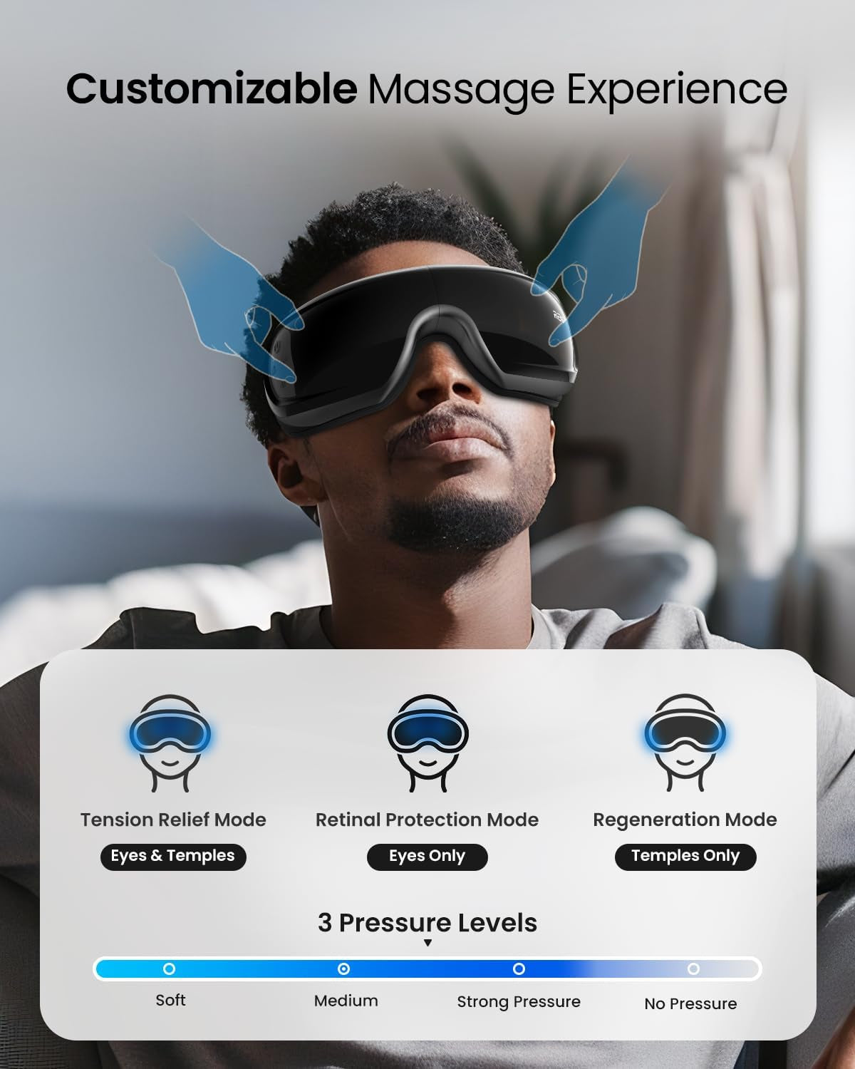 Eye Massager with Heat and Cooling for Migraines, Mothers Day Gifts for Mom, Eyeris 3 FSA HSA Voice Control Eye Massager, Eye Care Device with DIY Massage Setting, Birthday Gifts for Women/Men