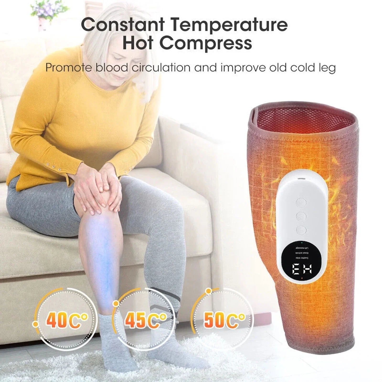 Leg Massager, Calf Air Compression Massager with Heat, 3 Intensities, 3 Modes, Leg Massager for Circulation and Pain Relief, Christmas Gifts, 1 Pcs Gray