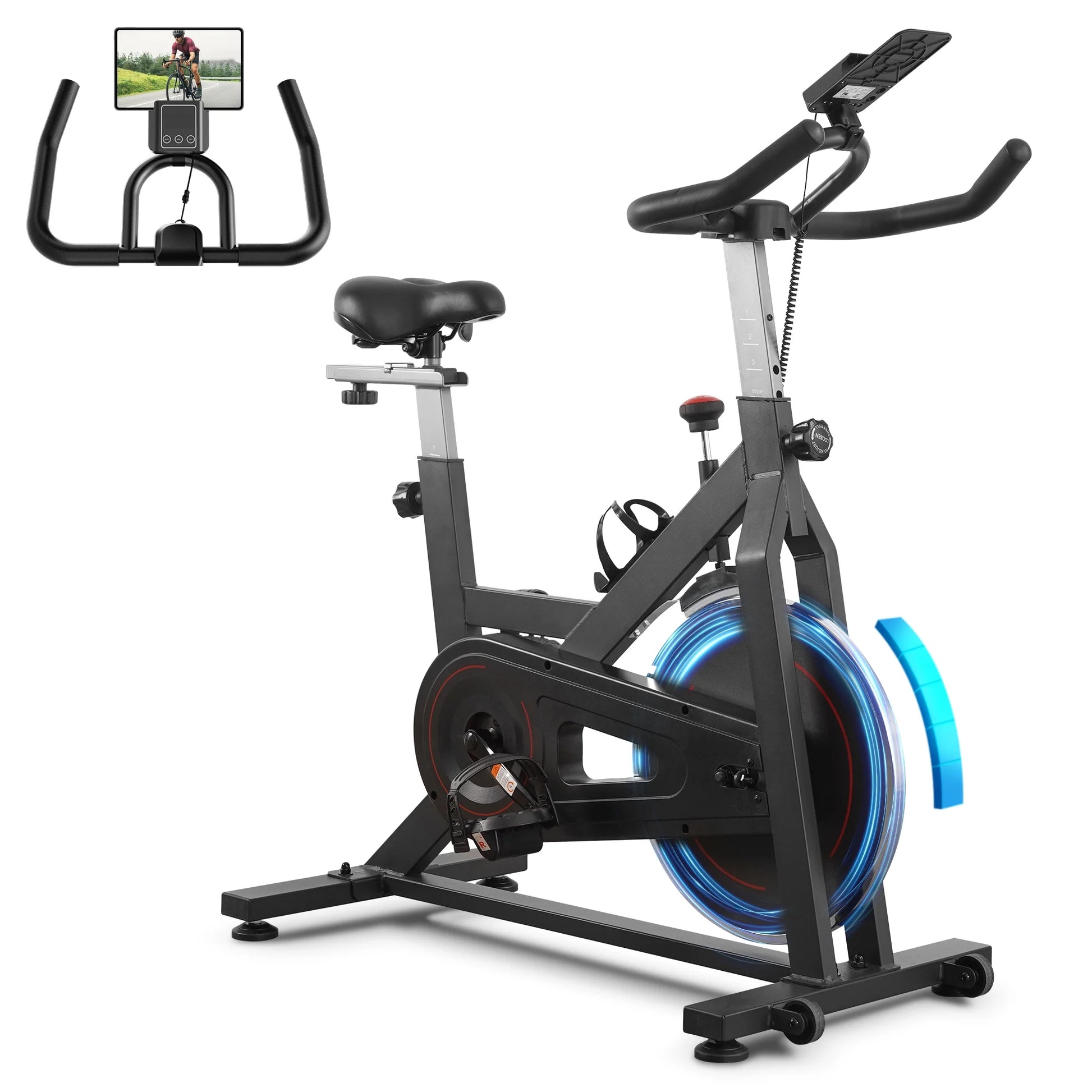 Exercise Bike Indoor Cycling Bike with 300Lbs. Big Seat Cushion for Home Cardio Leg Workout