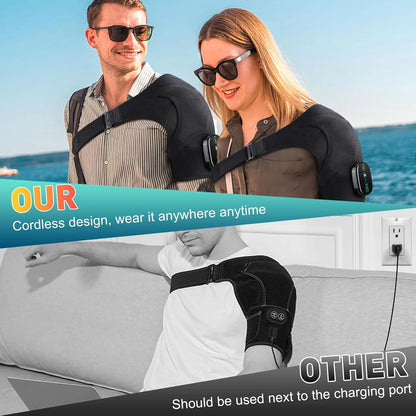 Cordless Shoulder Heating Pad, Heated Shoulder Brace with Vibration, Shoulder Massager for Men Women Shoulder Pain Relief