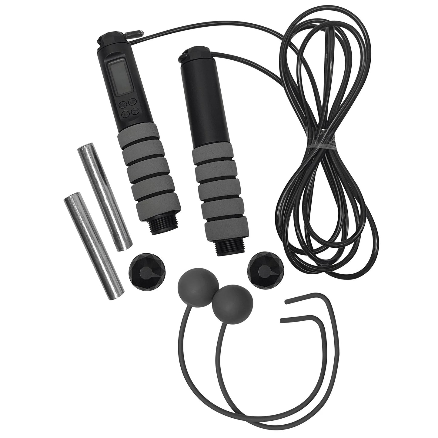 10 Ft. Adjustable Length Digital Weighted Jump Rope with Calorie Counter, Black