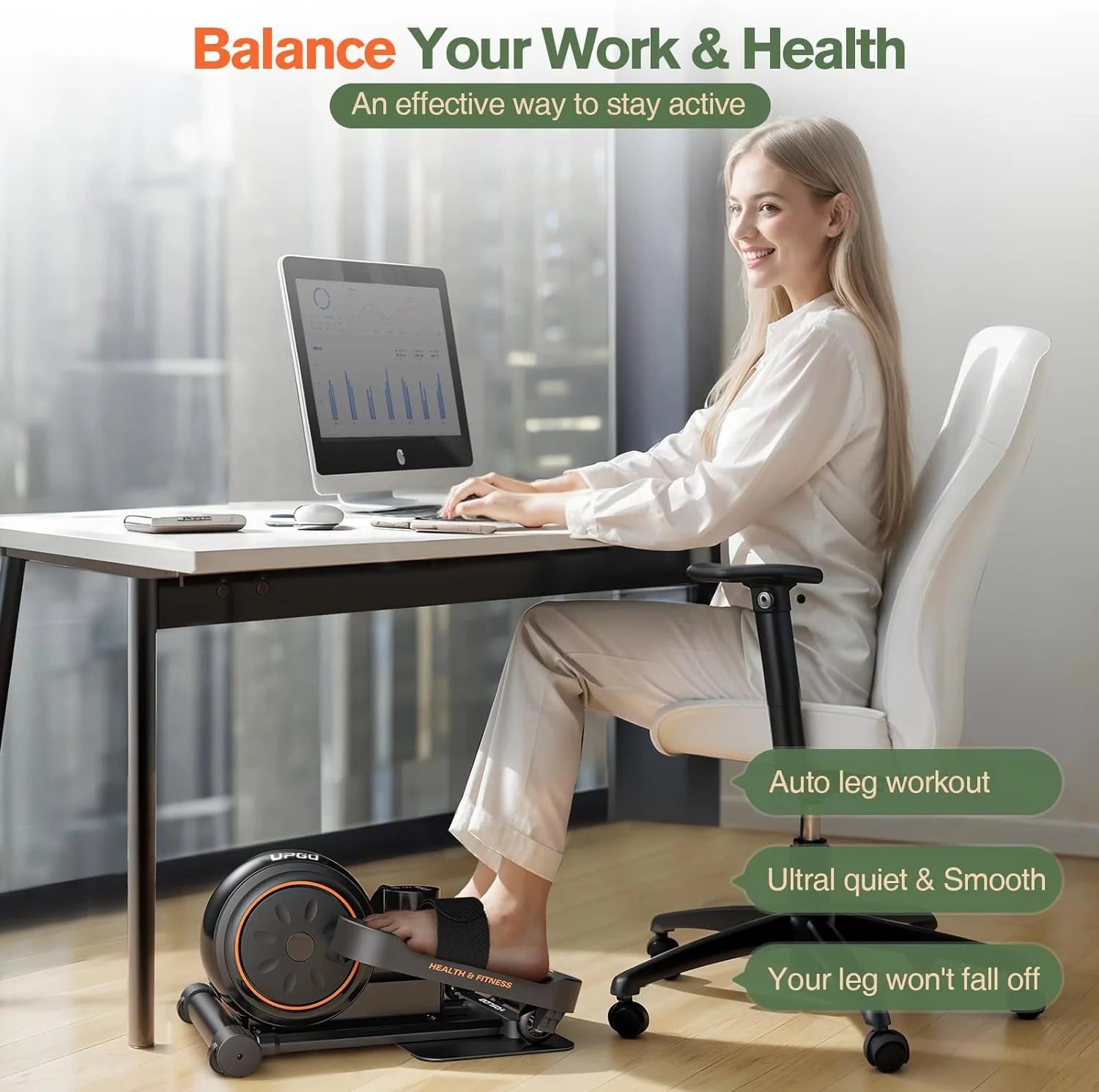 under Desk Ellipticals Electric, Elipse Leg Exerciser for Seniors Fully Assembled, Seated Pedal Exerciser with Remote Control & Non-Slip Pedals