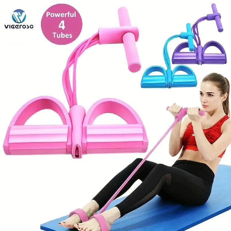Resistance Band, 4-Tube Foot Pedal Resistance Band, Fitness Equipment for Home Gym Workout