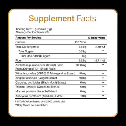 Be Bodywise by Root Labs Pure Himalayan Shilajit Gummies | 3000Mg with KSM-66 Ashwagandha, Gokshura, Fulvic Acid & 85+ Trace Minerals | No Added Sugar | Non-Gmo | for Men & Women | 60 Vegan Gummies | Natural Strength, Focus & Stamina Support